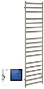 SSI Design Athena elektrische radiator met zwarte digitale thermostaat RVS geborsteld 140x50cm 300W