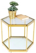 Kare Design Comb Gold Zeshoekige Bijzettafel Goud 45 Cm - 45 X 45cm.