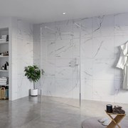 Fortifura Galeria Vrijstaande Inloopdouche - 110x200cm - Helder - antikalk - 8mm veiligheidsglas - 2 zijwanden 30cm - wandsteunen en hoekprofielen - Chroom SW927766 2x/SW915250/SW797909 2x/SW358024 2x