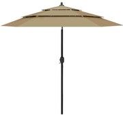 vidaXL Parasol 3-laags met aluminium paal 2,5 m taupe