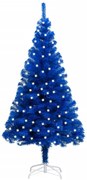 vidaXL Kunstkerstboom met LED's en standaard 240 cm PVC blauw