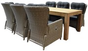 Marina lounge Krista dining tuinset 240x100xH77,5  cm 7-delig grijs verstelbaar