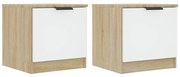 vidaXL Nachtkastjes 2 st 40x39x40 cm wit en sonoma eikenkleurig