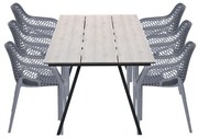 Garden Impressions Air XL tuinset 7-delig donker grijs - Braga tuintafel 220x100 cm - light teak look