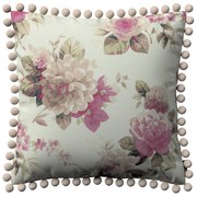 Dekoria Kussenhoes Wera met pompons, beige-roze 45 x 45 cm