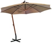 vidaXL Zweefparasol met paal 3,5x2,9 m massief vurenhout taupe