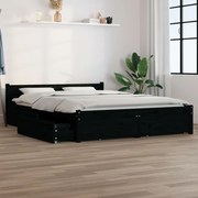 vidaXL Bedframe met lades zwart 120x190 cm 4FT Small Double