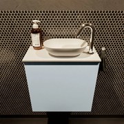 Mondiaz Fowy toiletmeubel 50cm clay met witte waskom rechts en kraangat