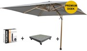 Siesta premium zweefparasol 300x300 cm houtlook charcoal 4 Seasons Outdoor met 90KG voet en hoes