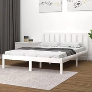 vidaXL Bedframe massief grenenhout wit 150x200 cm 5FT King Size