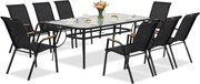 Modena/Bitonto Wood metalen tuinmeubelen voor 8 personen met grote Garden Point tafel zwart