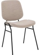 Goossens Eetkamerstoel Hjalmar beige stof leuning, modern design