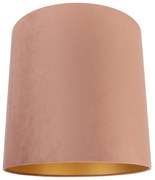 Velours lampenkap roze 40/40/40 met gouden binnenkant