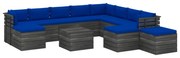 vidaXL 12-delige Loungeset met kussens pallet massief grenenhout