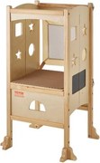 VEVOR Opstapje Kinderen 56,75 kg Draagvermogen Opstapje 510 x 540 x 942 mm Kruk Massief Houten Badkamerkruk In hoogte verstelbaar van 337 tot 440 mm Leertoren Kinderkruk Opstapje Kinderkruk