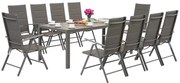 Garden Point grijze aluminium tuinmeubelen met grote Polywood Verona tafel voor 10 personen