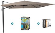 Platinum Challenger zweefparasol T1 Premium 4x3 m. - Havana Taupe - met ingraafvoet en hoes