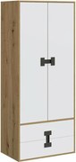 Kledingkast Florevi 113, Artisan eiken, Mat wit, 191x80x50cm, 75.2 kg, Kledingkast deuren: Met scharnieren, Aantal planken: 3, Aantal planken: 3