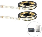 Set van 2 smart LED strips RGBW en dimbaar in kelvin 2 m incl. driver