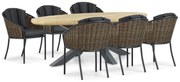 Tuinset 6 personen 240 cm Aluminium/wicker Grijs Santika Furniture Santika Tika