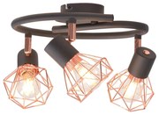 vidaXL Plafondlamp met 3 spotlights E14 zwart en koperkleurig