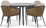 Tuinset Ronde Tuintafel 4 personen 120 cm Aluminium/wicker Grijs  Lifestyle Garden Furniture Nice/Vienna
