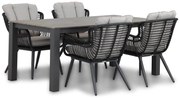 Tuinset 4 personen 180 cm Wicker/Aluminium/Aluminium/wicker Zwart Coco Azzano/Valley