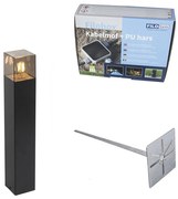 Buitenlamp zwart met smoke glas met grondpin en kabelmof 50cm IP44 - Denmark