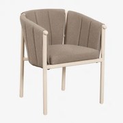 Boleni Eetkamerstoel Met Armleuningen In Bouclé En Aluminium Tapioca Beige - Sklum