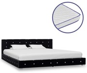 vidaXL Bed met traagschuim matras fluweel zwart 160x200 cm