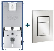 GROHE Rapid SLX inbouwreservoir met 3-in-1 set frame inclusief GROHE Skate cosmopolitan bedieningsplaat Supersteel sw107660/sw336183