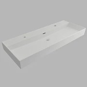 Plieger Kansas wastafel met 2 kraangaten met overloop 120x46.6cm mat wit
