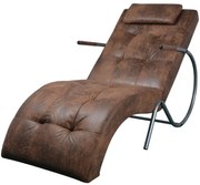 vidaXL Chaise longue met kussen suède-look stof bruin