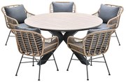 Garden Impressions Lucas tuinset 6-delig bruin - Tulli tuintafel bruin Ø148 cm