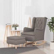 vidaXL Fauteuil met schommelpoten en voetenbank stof taupe