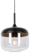 Design hanglamp zwart met goud en smoke glas - Kyan Design E27 rond Binnenverlichting Lamp