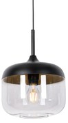 Design hanglamp zwart met goud en smoke glas - Kyan
