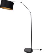Vloerlamp zwart verstelbaar met kap zwart en gouden binnenkant 50cm - Editor
