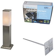 Buitenlamp staal 45cm IP44 - Malios met grondpin en kabelmof