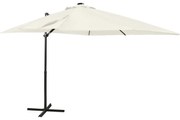 vidaXL Zweefparasol met paal en LED-verlichting 250 cm zandkleurig