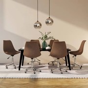 vidaXL Eetkamerstoelen draaibaar 6 st stof taupe