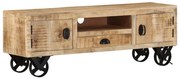 vidaXL Tv-meubel met wieltjes 110x30x37 cm ruw mangohout