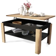 ASTI-P Oak Craft Goud/zwart - moderne salontafel met liftblad