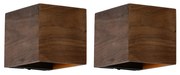 Set van 2 smart wandlampen walnoot hout incl. Wifi G9 - Transfer