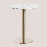 Ronde Barkruk Ø60 Cm In Terrazo Malibu Wit & Champagne Goud - Sklum