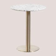 Ronde Bartafel In Terrazzo (ø60 Cm) Malibu Wit & Champagne Goud - Sklum