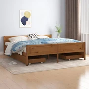 vidaXL Bedframe met 4 lades massief grenenhout honingbruin 180x200 cm