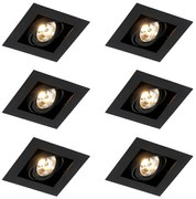 Set van 6 Moderne inbouwspot zwart verstelbaar - Oneon 70 GU10 Binnenverlichting Lamp