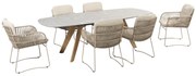 4 Seasons Outdoor Murcia tuinset latte met Montana tafel met keramisch 'barrel' blad 240 x 103 cm * Sale *  Tuinset    beige weerbestendig
