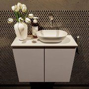 Mondiaz Fowy toiletmeubel 60cm smoke met witte waskom rechts zonder kraangat